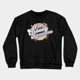 One Groovy Aquarius Cute Retro Design in Pastel Colors Crewneck Sweatshirt